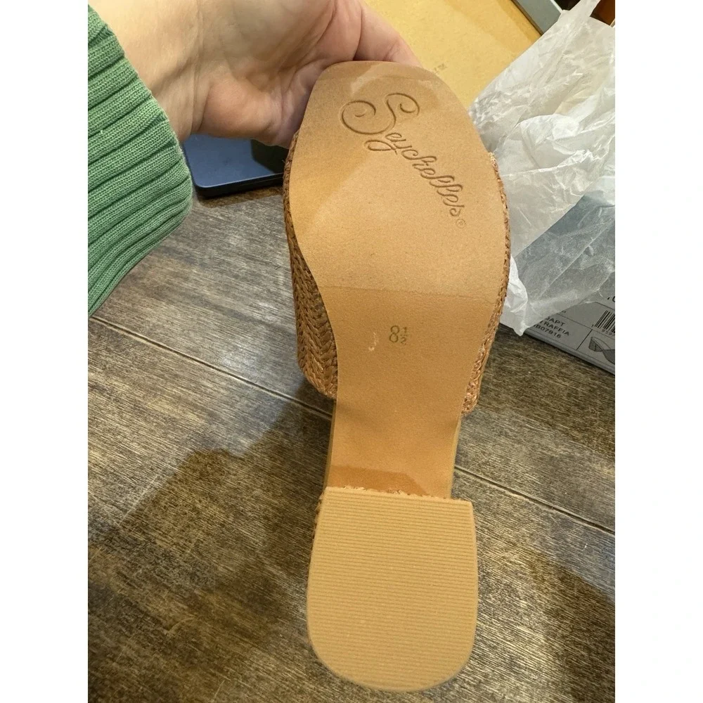Seychelles Adapt Raffia Mules Sandal Natural Size 8.5 Beachy Coastal Neutral
